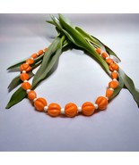 Vintage long lucite orange and white necklace 25” - $41.97 CAD