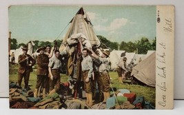 US Soldiers Engaged in Tent Raising Tinted Colored Photo Postcard C12 - £13.59 GBP