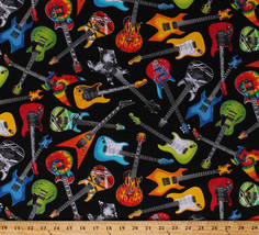 Cotton Electric Guitars Guitar Music Instruments Cotton Fabric Print BTY D371.20 - £11.15 GBP