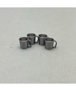 Dolls House Miniature Ceramic Lot 4 Silver Coffee Mug Tea Cup - $6.27 CAD