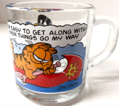 1978 Jim Davis Mc Donald's Garfield In Canoe, Odie Glass Coffee Cup Mug Vintage - $8.95