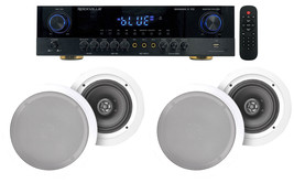 Rockville Bluetooth Amplifier+(4) 8" Ceiling Speakers For Restaurant/Bar/Cafe - £352.53 GBP