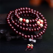 Prayer Beads Mala 108 Beads Bracelets 8mm Natural Sandalwood Buddhist Buddha Ros - £14.22 GBP