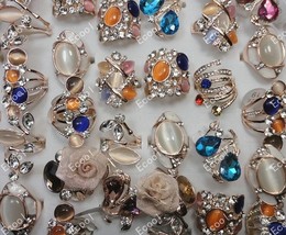 8Pcs Fashion Zinc Alloy Rhinestone Lace Gold Rings For Women Jewelry Bulk Lots L - £14.22 GBP