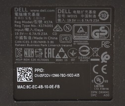 Dell K17A WD15 USB-C Docking Station w/130W AC Adapter - £21.83 GBP