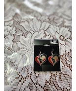 NFL Football Houston Texans Swirl Heart Shaped Pierced Earrings  Red Whi... - $24.35 CAD