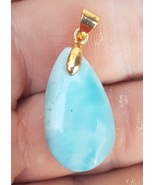 natural  blue LARIMAR handcarved Gemstone pendant (l-100) - $15.97