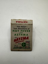 Vintage Matchbook Haysma Hay Fever Asthma Medicine Capsules Advertising - £3.85 GBP