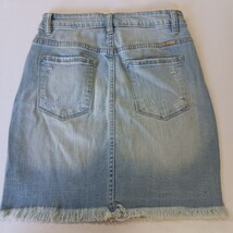 KanCan Los Angeles KC5145L Women's Blue Front Button Frayed Denim Skirt Size S image 14