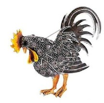 Stunning Diamonte Gold Plated Vintage Look Rooster Christmas Brooch Cake PIN C6 - £10.16 GBP