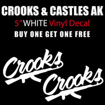 Crooks &amp; Castles Ak 5&quot;&quot; White Vinyl Decal Sticker New - £9.39 GBP