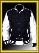 Premium Varsity Wool Letterman Jacket With Real Leather Sleeves - £72.64 GBP