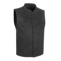 MOTORCYCLE VEST BLACK DENIM CLUB STYLE VEST GO300 - $109.45 CAD