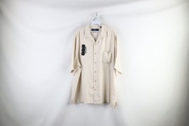 Nat Nast Mens XL American Fit Silk Looped Collar Short Sleeve Button Shirt Beige - £62.28 GBP