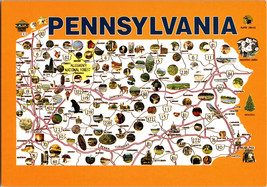 Vtg Postcard Pennsylvania Keystone State Pictorial Map Unposted Continental - £5.28 GBP