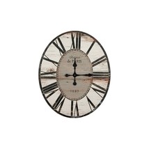 White Washed Oversized Distressed Paris Wood Wall Clock - $3,189.71 MXN