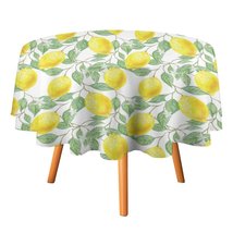 Fruits Lemon Yellow Tablecloth Round Kitchen Dining for Table Cover Decor Home - £12.82 GBP+