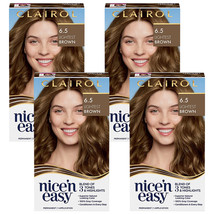 Pack of 4 New Clairol Nice&#39;n Easy Permanent Hair Color, 6.5 Lightest Brown - £38.02 GBP