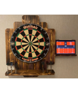 Handmade stained and burned dart board surround including tablet shelf - $1,936.60 MXN