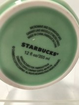 Starbucks Coffee Jade Green Mug Floral Tile Embossed Ceramic Cup Tea - £8.66 GBP
