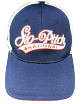 Slo-Pitch National Embroidered Adjustable Baseball Cap Hat Navy Blue / White New - £9.81 GBP