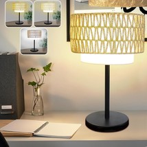 Bedside Table Lamp With 3 Color Temperatures,Boho Standing Small Desk Lamp With  - £52.11 GBP
