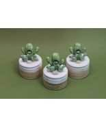 Wooden Circle Ring Box, Owl in a Cactus, Cute Clay Prickly Pear Jewelry box - £38.61 GBP