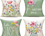 Spring Outdoor Throw Pillow Covers 18X18 Set of 4 Garden Flowers Farmhou... - £23.72 GBP
