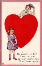 Valentines Greetings Stecher True Loving Friend Large Heart Postcard V2 - $5.95