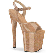 Pleaser FLAMINGO-809GP Gold Glitter 8&quot; Heel Ankle Strap Platform Women&#39;s Shoes - £53.04 GBP