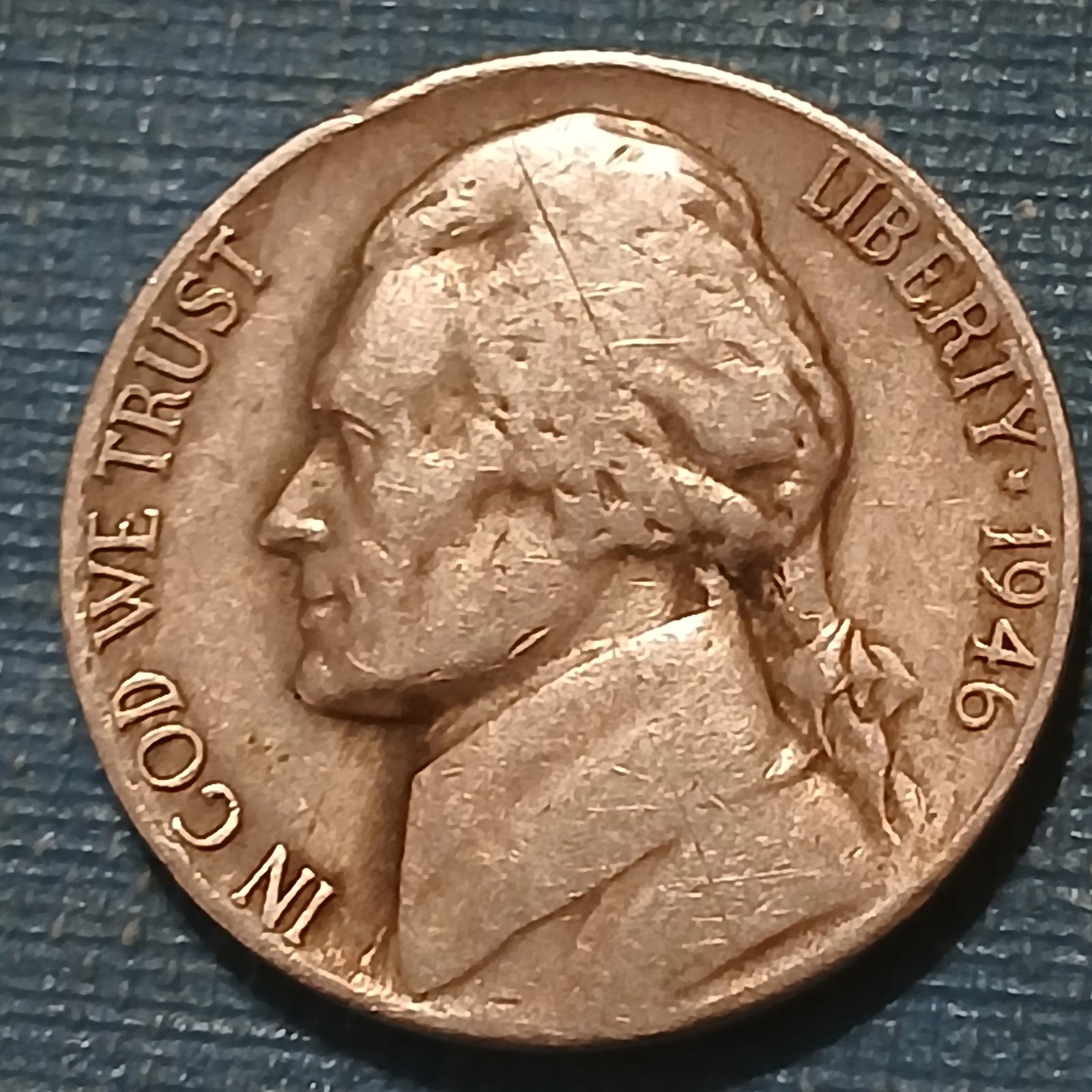 US 1946 JEFFERSON NICKLE - Phila Issue - Nice 80 yr old circ Collectible! - $3.35