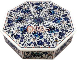 12&quot;x12&quot;x4&quot; White Jewelry Lidded Box Lapis Elephant Desgin Thanksgiving Gift Deco - £811.00 GBP