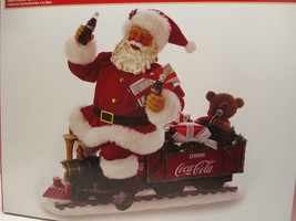 Coca-Cola Kurt Adler Fabriche Santa Train with Teddy Bear Christmas Table Decor - £102.87 GBP