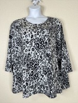 Liz &amp; Me Sport Womens Plus Size 4X Animal Print Knit T-shirt 3/4 Sleeve - £14.33 GBP