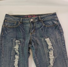 Elite Jeans Women’s Size 13/14 Blue Stretch Distressed Pants (34×32) PR95726 image 9