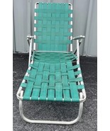 Aluminum Folding Lawn Chair Vintage Lounge Webbed Original Green - $23.90