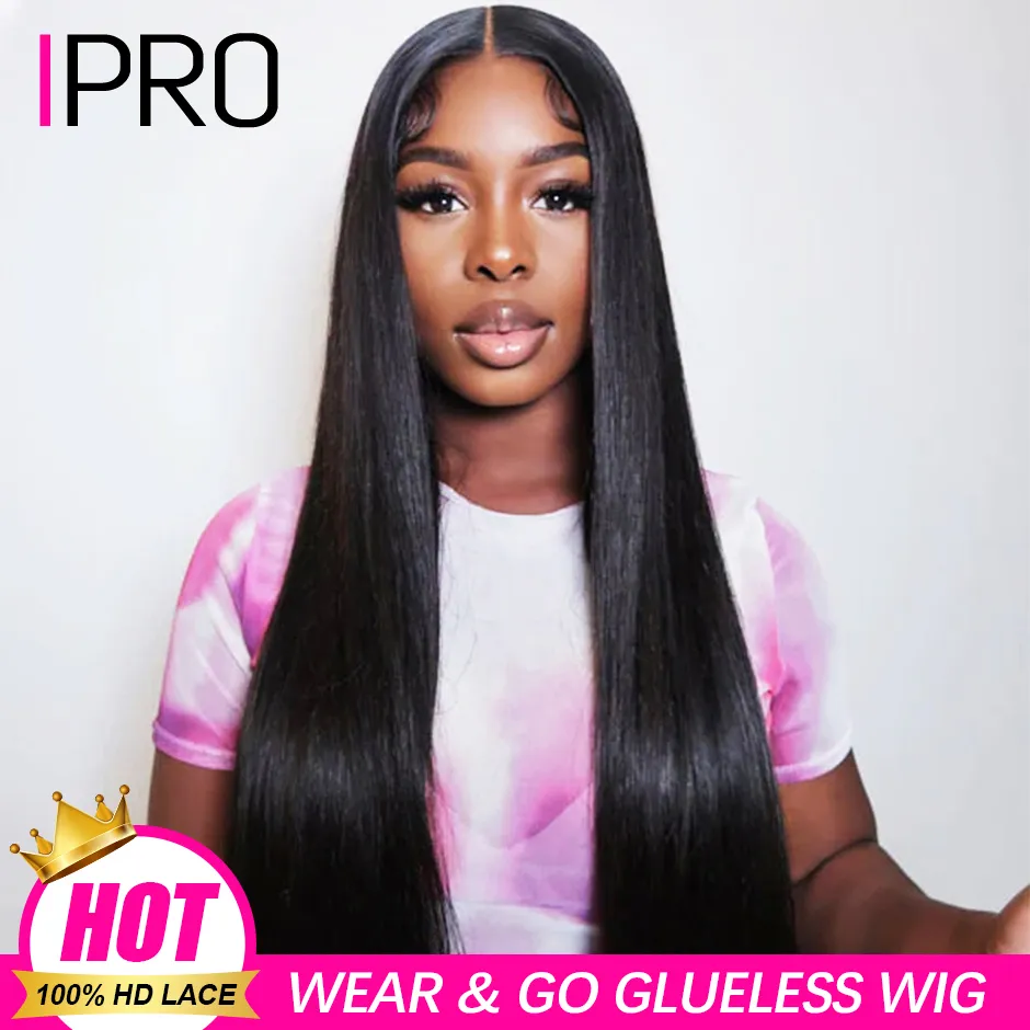 Easy Wear and Go Wig 4x4 Pre-Cut HD Lace Closure Wig 180% Glueless Human Ha - £51.31 GBP+