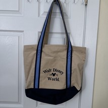 Vintage Walt Disney World 1971 Canvas Tote Bag Blue Straps Stained Front... - $13.49