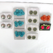 Lot of 11 Pair 1980s Vintage New Old Stock Silver Tone Pierced Earrings ... - $19.78