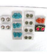 Lot of 11 Pair 1980s Vintage New Old Stock Silver Tone Pierced Earrings ... - $26.82 CAD