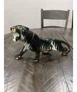 Blue Ridge Pottery Tiger Figurine Black Brown Panther Striped Vintage - $79.19