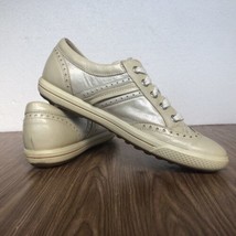 ECCO Golf Shoes Hydromax Spikeless Cream Beige /Sparkly Grey Wing Tip Size 7.5 - £17.14 GBP