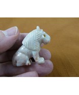 Y-LIO-SI-6 white red gray LION wild cat carving SOAPSTONE PERU FIGURINE cub - $160.04 MXN