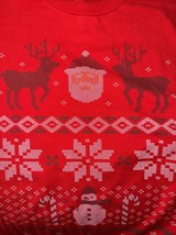 Christmas Holiday  Short Sleeve T Shirt Size L Red- Reindeer Trees, Sant... - $10.84