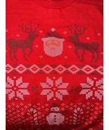 Christmas Holiday  Short Sleeve T Shirt Size L Red- Reindeer Trees, Sant... - $10.84