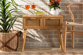 Librina Oak Brown 2-Drawer Console Table w/Rattan - $119.00