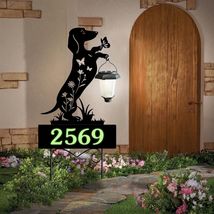 Dachshund Dog Yard Stake Solar Lantern Glow in Dark House Address Number... - $31.67