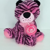 Adventure Planet Bright Pink Tiger Black Stripes Stuffed Animal Plush 12&quot; Soft - £19.77 GBP