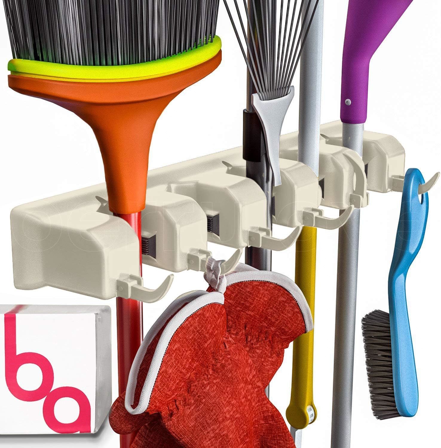 Broom Holder Wall Mount And Garden Tool Organizer, Closet, Beige, 1 Pack - $22.70