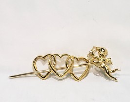 Valentine&#39;s Day Cupid Hollow Hearts Metal Hair Stick Pin Vintage 5.5&quot; Go... - $28.70